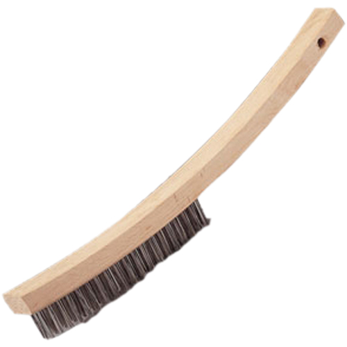 Brosse &agrave; main &agrave; r&eacute;curer &agrave; manche courb&eacute;, Acier inoxydable, 4 x 20 rangs de fils, Longueur 17" Rock Safety Industrial Ltd