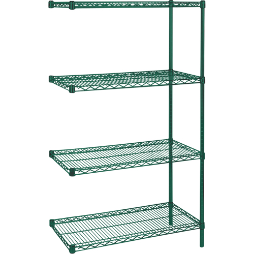 &eacute;tag&egrave;res robustes en treillis m&eacute;tallique au fini &eacute;poxy vert, Ensemble de Ajout, 4 Tablettes, 30" la x 63" h x 14" p Rock Safety Industrial Ltd