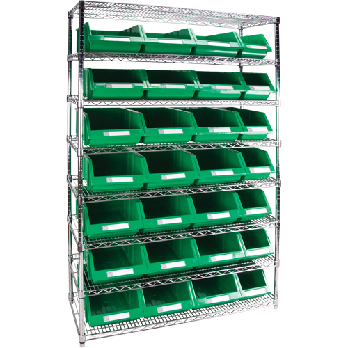 &eacute;tag&egrave;re robuste en treillis m&eacute;tallique avec bacs de rangement, Tiers 8, 48" la x 74" h x 18" p Rock Safety Industrial Ltd