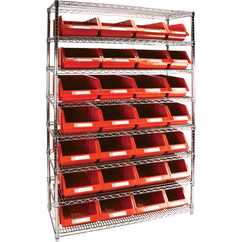 &eacute;tag&egrave;re robuste en treillis m&eacute;tallique avec bacs de rangement, Tiers 8, 48" la x 74" h x 18" p Rock Safety Industrial Ltd