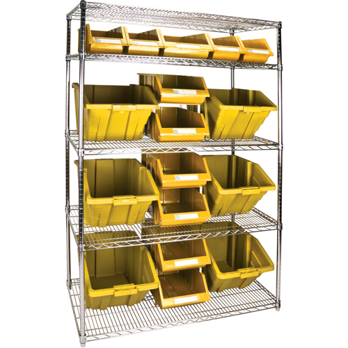&eacute;tag&egrave;re robuste en treillis m&eacute;tallique avec bacs de rangement, Tiers 5, 48" la x 74" h x 24" p Rock Safety Industrial Ltd