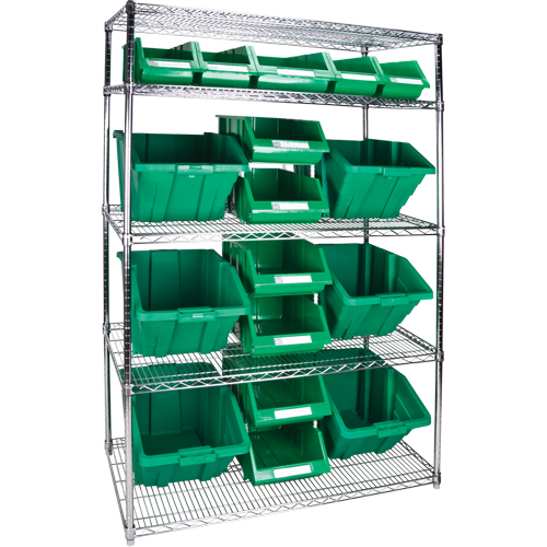 &eacute;tag&egrave;re robuste en treillis m&eacute;tallique avec bacs de rangement, Tiers 5, 48" la x 74" h x 24" p Rock Safety Industrial Ltd