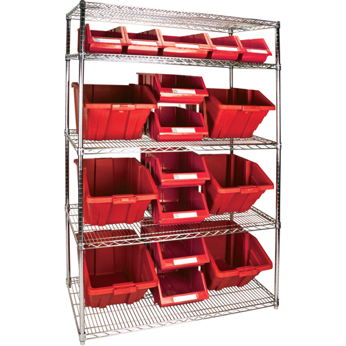 &eacute;tag&egrave;re robuste en treillis m&eacute;tallique avec bacs de rangement, Tiers 5, 48" la x 74" h x 24" p Rock Safety Industrial Ltd