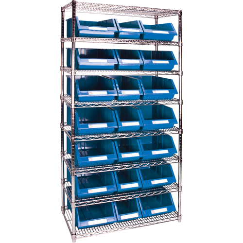 &eacute;tag&egrave;re robuste en treillis m&eacute;tallique avec bacs de rangement, Tiers 8, 36" la x 74" h x 18" p Rock Safety Industrial Ltd