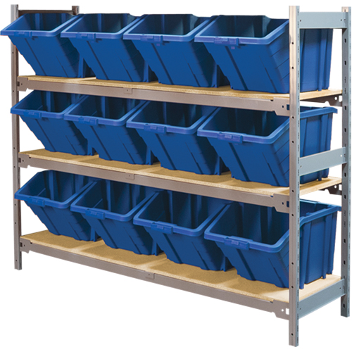 Wide Span Shelving with Jumbo Plastic Bins, Steel, Boltless, 800 lbs. Capacity, 66" W x 60" H x 18" D Rock Safety Industrial Ltd