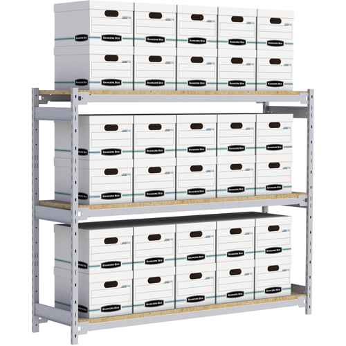 Wide Span Record Storage Shelving, Steel, 3 Shelves, 72" W x 18" D x 60" H Rock Safety Industrial Ltd