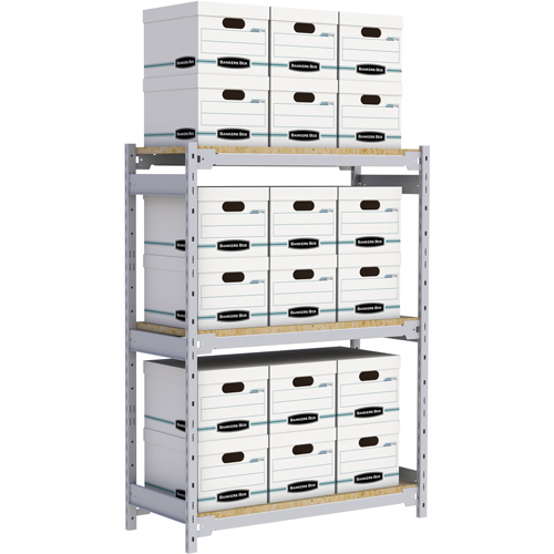 Wide Span Record Storage Shelving, Steel, 3 Shelves, 42" W x 18" D x 60" H Rock Safety Industrial Ltd