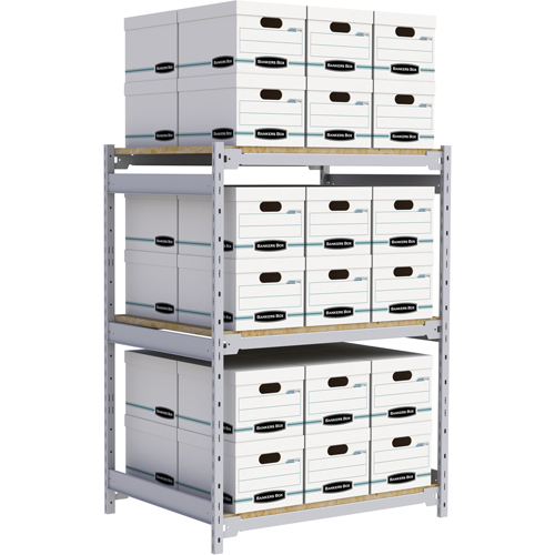 Wide Span Record Storage Shelving, Steel, 3 Shelves, 42" W x 32" D x 60" H Rock Safety Industrial Ltd