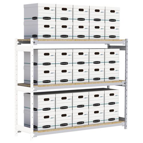 Wide Span Record Storage Shelving, Steel, 3 Shelves, 72" W x 18" D x 60" H, Add-On Kit Rock Safety Industrial Ltd