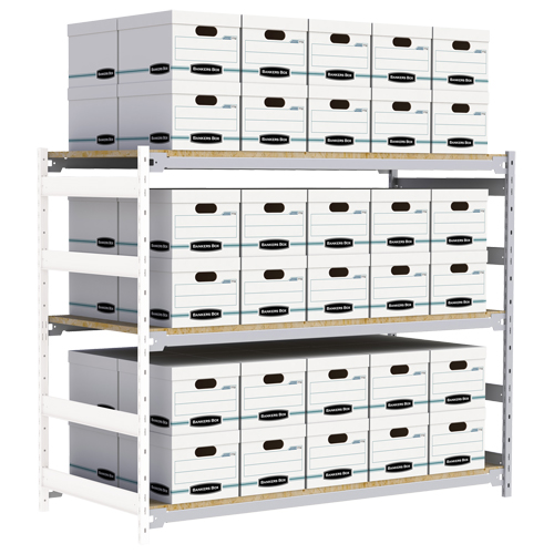 Wide Span Record Storage Shelving, Steel, 3 Shelves, 72" W x 32" D x 60" H, Add-On Kit Rock Safety Industrial Ltd