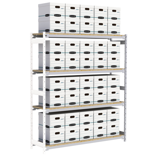 Wide Span Record Storage Shelving, Steel, 4 Shelves, 72" W x 18" D x 84" H, Add-On Kit Rock Safety Industrial Ltd