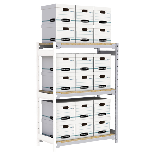 Wide Span Record Storage Shelving, Steel, 3 Shelves, 42" W x 18" D x 60" H, Add-On Kit Rock Safety Industrial Ltd
