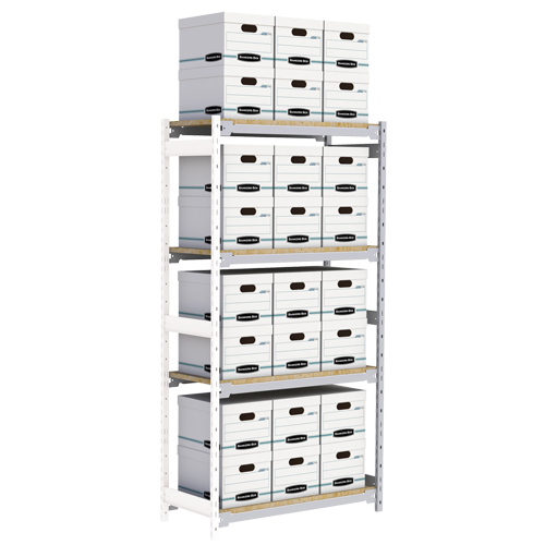 Wide Span Record Storage Shelving, Steel, 4 Shelves, 42" W x 18" D x 84" H, Add-On Kit Rock Safety Industrial Ltd