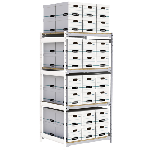 Wide Span Record Storage Shelving, Steel, 4 Shelves, 42" W x 32" D x 84" H, Add-On Kit Rock Safety Industrial Ltd