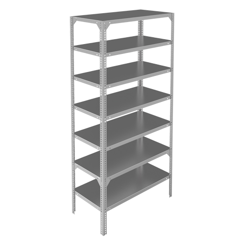 Shelving Unit, Galvanized Steel, Slotted Angle, 275 lbs. Capacity, 48" W x 84" H x 18" D Rock Safety Industrial Ltd