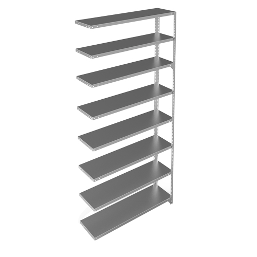 Shelving Unit, Galvanized Steel, Slotted Angle, 300 lbs. Capacity, 48" W x 96" H x 12" D Rock Safety Industrial Ltd