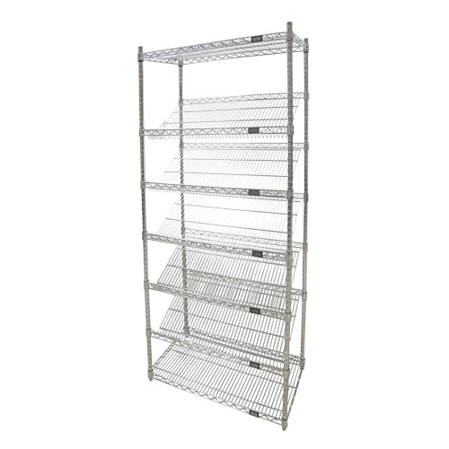 &eacute;tag&egrave;re en treillis m&eacute;tallique avec tablettes inclin&eacute;es, Tiers 7, 36" la x 74" h x 18" p Rock Safety Industrial Ltd