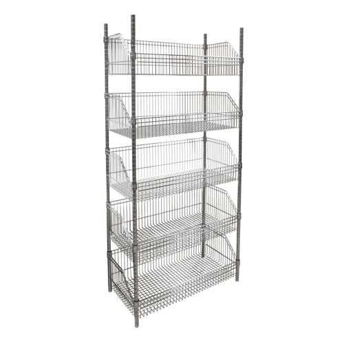 Wire Basket Shelving Unit, 5 Tiers, 48" W x 74" H x 24" D Rock Safety Industrial Ltd