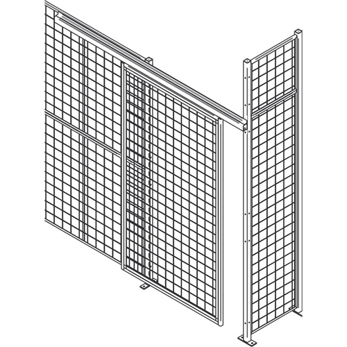 Porte &agrave; glissi&egrave;re robuste pour cloison en treillis m&eacute;tallique, 8' la x 8' h Rock Safety Industrial Ltd