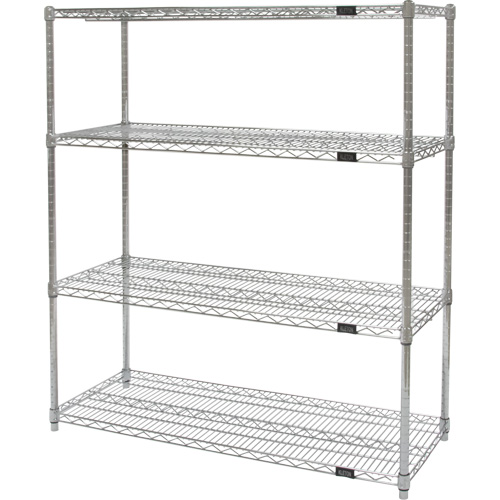 Heavy-Duty Chromate Wire Shelving, 4 Tiers, 30" W x 54" H x 18" D Rock Safety Industrial Ltd