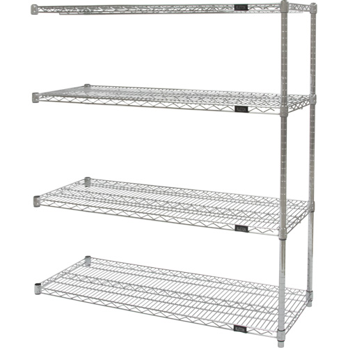 Heavy-Duty Chromate Wire Shelving, Add-On Kit, 4 Tiers, 30" W x 54" H x 18" D Rock Safety Industrial Ltd