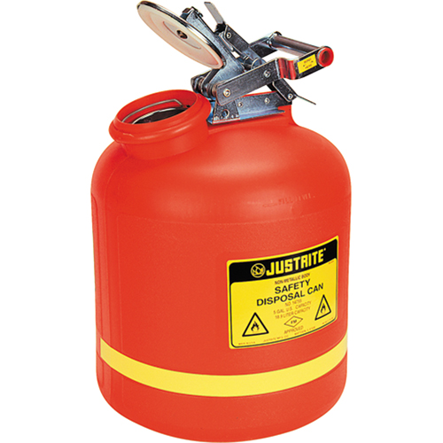 Liquid Disposal Cans, Polyethylene, 5 US gal., Red, FM Approved Rock Safety Industrial Ltd
