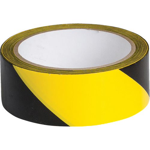 Marking Tape, 1.5" x 54', Vinyl, Black and Yellow Rock Safety Industrial Ltd