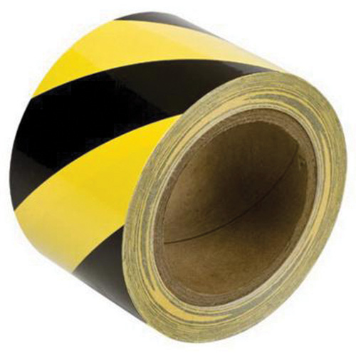 Ruban de marquage, 3" x 60', Vinyle, Noir et jaune Rock Safety Industrial Ltd