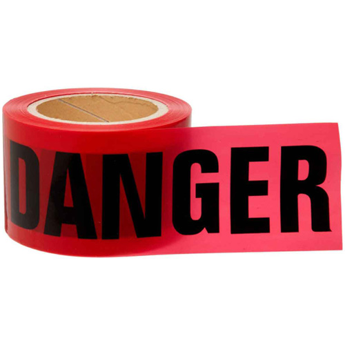 Ruban pour barricade, Bilingue, 3" la x 200' lo, 3 mils, Noir/rouge Rock Safety Industrial Ltd