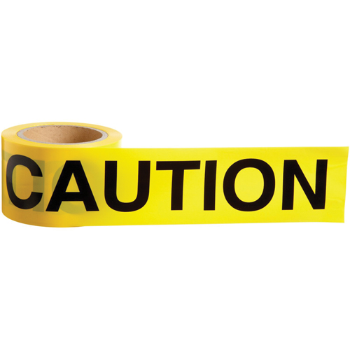 Ruban de barricade, Anglais, 3" la x 200' lo, 3,5 mils, Noir sur jaune Rock Safety Industrial Ltd