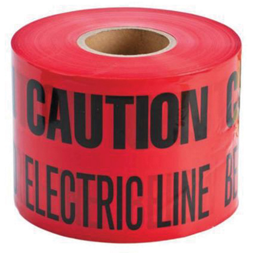 Ruban d'avertissement de danger souterrain Buried Electric Line Identoline, 6" la x 1000' lo, Noir/rouge Rock Safety Industrial Ltd