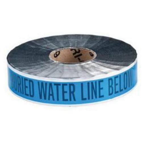 Ruban d'avertissement de danger souterrain Water Line Identoline, 2" la x 1000' lo, Noir sur bleu Rock Safety Industrial Ltd