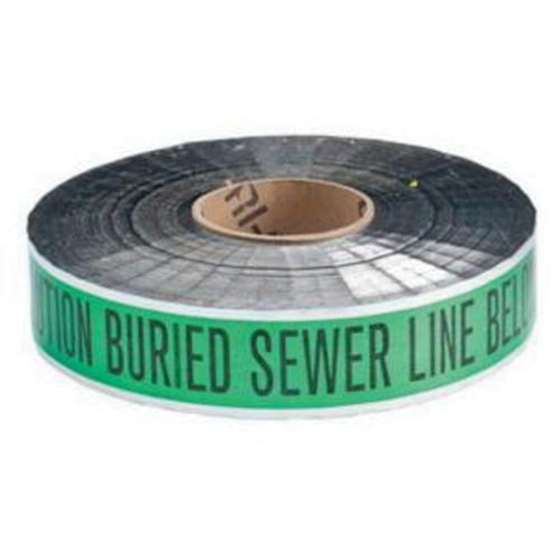 Ruban d'avertissement de danger souterrain Sewer Line Identoline, 2" la x 1000' lo, Noir sur vert Rock Safety Industrial Ltd