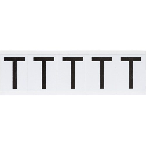 &eacute;tiquette de lettres & chiffres individuels, T, 2" h, Noir sur blanc Rock Safety Industrial Ltd