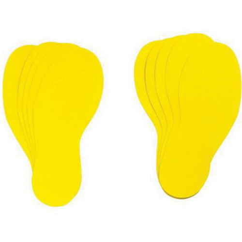 &eacute;tiquettes pour marquage des planchers, Empreinte de pas, 12" lo x 3,75" la, Jaune, Vinyle Rock Safety Industrial Ltd