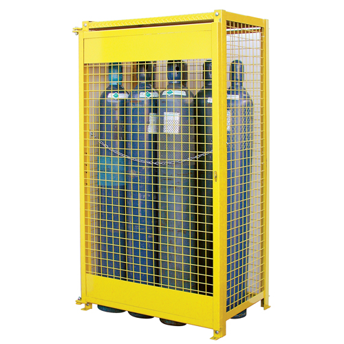 Gas Cylinder Cabinets, 10 Cylinder Capacity, 44" W x 30" D x 74" H, Yellow Rock Safety Industrial Ltd