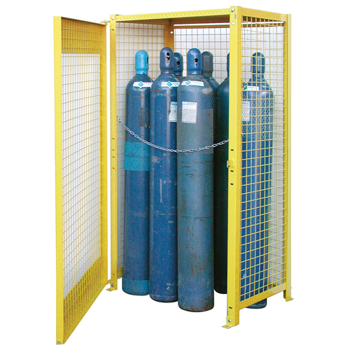 Gas Cylinder Cabinets, 10 Cylinder Capacity, 44" W x 30" D x 74" H, Yellow Rock Safety Industrial Ltd