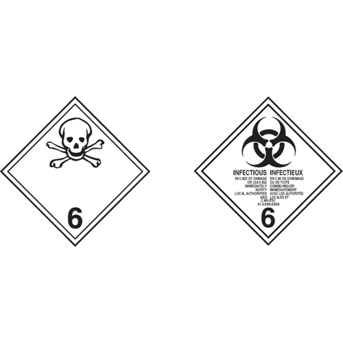 TDG Shipping Labels, Class 6.1, Toxic Substances, Vinyl Rock Safety Industrial Ltd