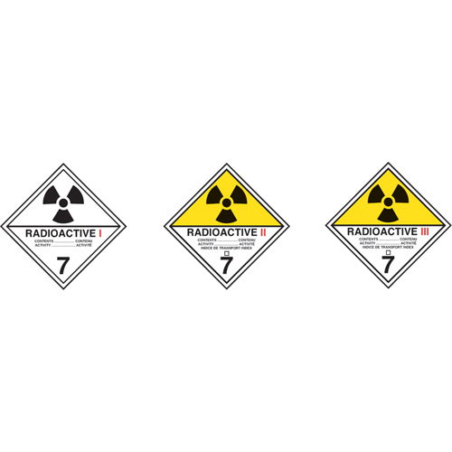 TDG Shipping Labels, Class 7, Radioactive I, Vinyl Rock Safety Industrial Ltd