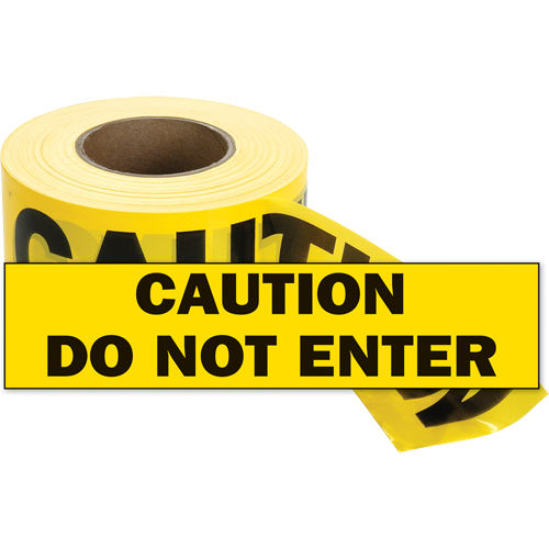 Barricade Tape, English, 3" W x 1000' L, 2 mils, Black on Yellow Rock Safety Industrial Ltd