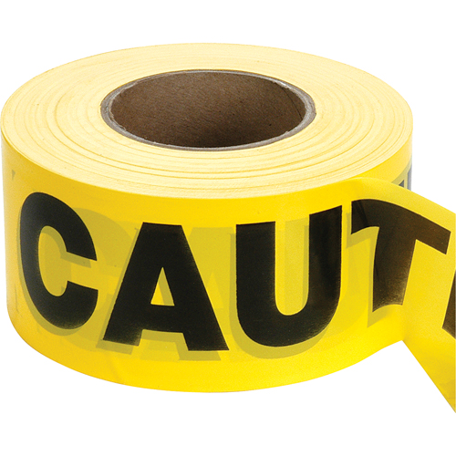 Barricade Tape, English, 3" W x 1000' L, 2 mils, Black on Yellow Rock Safety Industrial Ltd