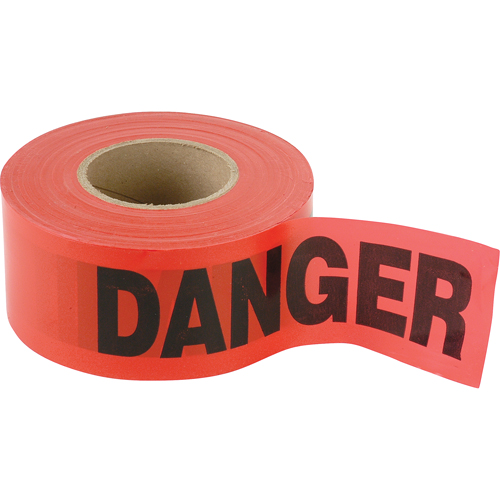 Standard Smaller Barricade Tape, English, 3" W x 300' L, 2 mils, Black on Red Rock Safety Industrial Ltd