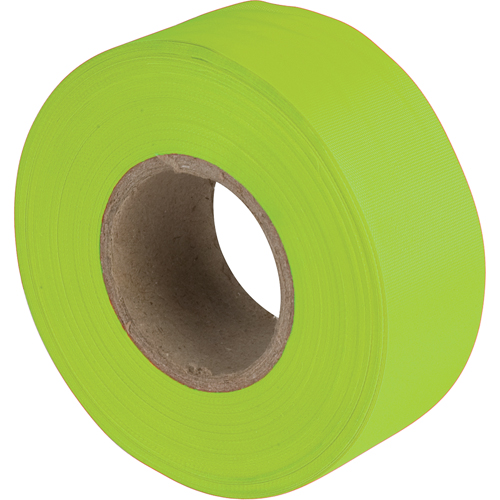 Flagging Tape, 1.1875" W x 150' L, Fluorescent Lime Rock Safety Industrial Ltd