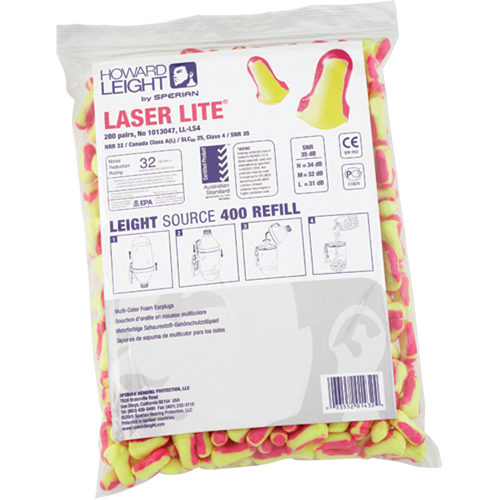 Howard Leight Laser Lite&reg; Single-Use Earplugs, Bulk - Polybag Rock Safety Industrial Ltd