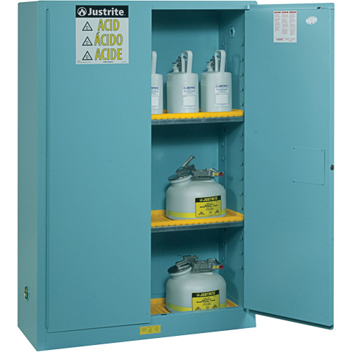 Armoires de s&eacute;curit&eacute; Sure-Grip Ex pour acides/produits corrosifs, 45 gal., 43" x 65" x 18" Rock Safety Industrial Ltd