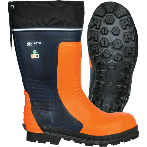 Bottes de s&eacute;curit&eacute; pour scie &agrave; chaîne Bushwhacker, Caoutchouc, Embout Acier, Pointure 6, Semelle R&eacute;sistant aux perforations Rock Safety Industrial Ltd