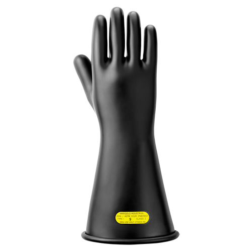 Black Natural Rubber Insulating Gloves, ASTM Class 2, Size 10, 14" L Rock Safety Industrial Ltd