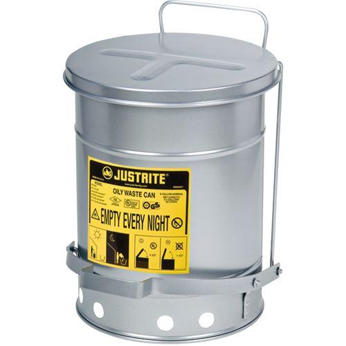 Contenants pour d&eacute;chets huileux, Homologu&eacute; FM/List&eacute; UL, 6 gal. US, Argent Rock Safety Industrial Ltd