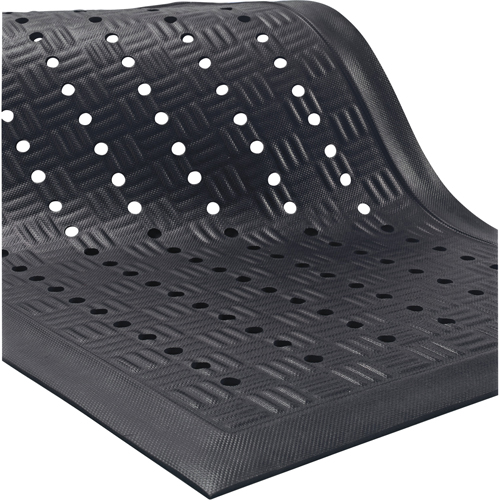 Cushion Station Mats, Slotted, 3-1/5' x 5-3/10' x 9/16", Black, Nitrile Rock Safety Industrial Ltd