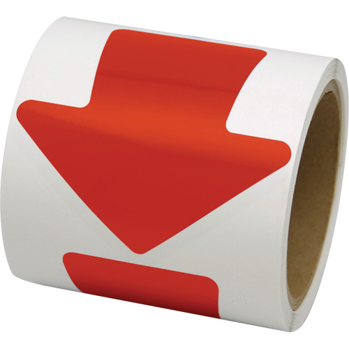Coloured Floor Marking Decals, Arrow, 4" L x 4" W, Red, Vinyl Rock Safety Industrial Ltd